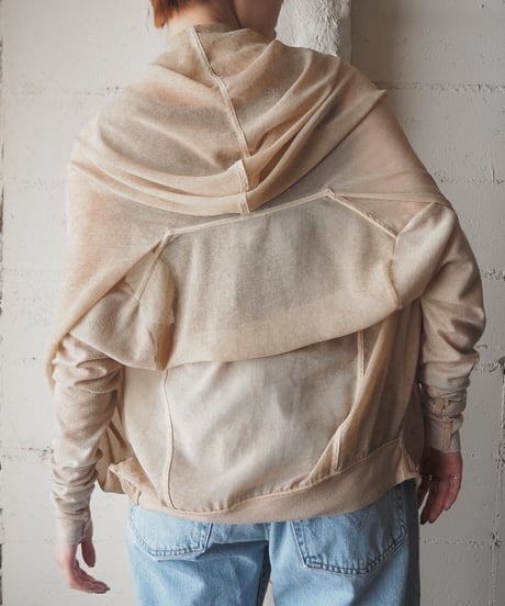 Rib Sleeve Sheer Hoodie BE