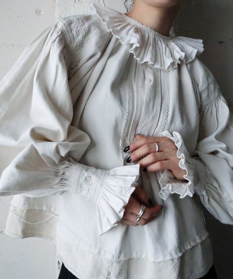 Vintage Ukrainian Tuck Collar Blouse IV