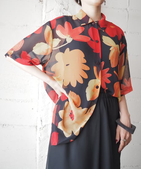 Big Flower Sheer Shirt BKREYE