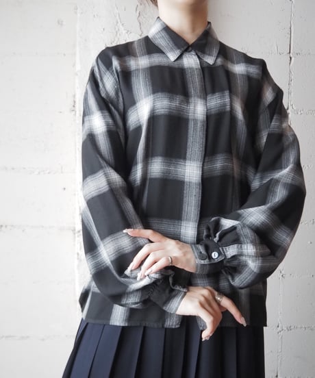 Fly Front Rayon Check Shirt BKGR