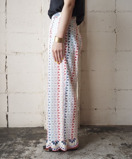Cutwork Frill Wide Pants WHRE