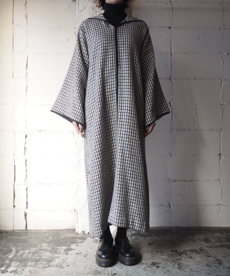 Flared Sleeve Hood Dress WHBK