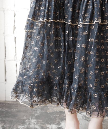 Small Pattern Lame × Seethough Skirt BKGD