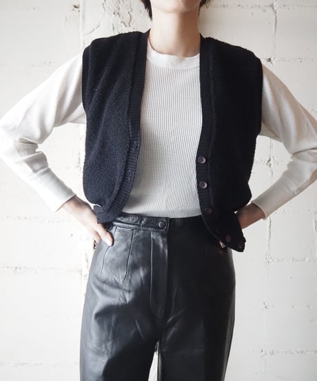 Front Button Knit Vest BK