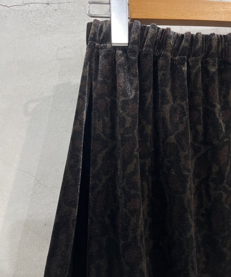 Leopard Pattern Velour Flare Skirt BRBK