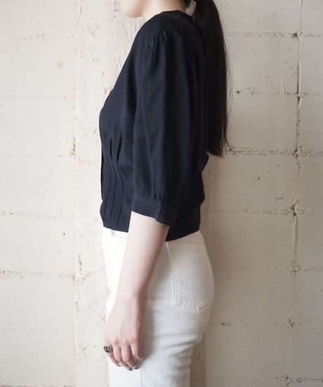 Double Breasted Shawl Collar Blouse BK