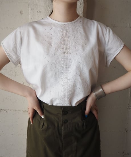 Cutwork Lace French Sleeve Blouse WH