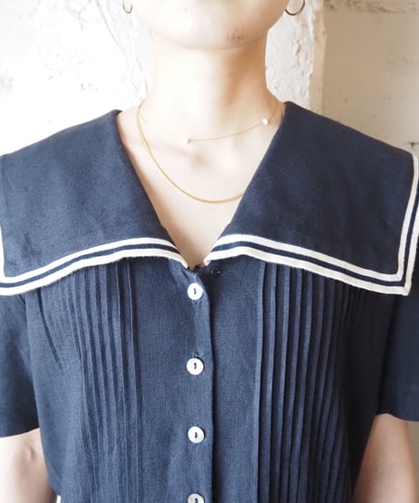 Sailor Collar Linen Dress NV