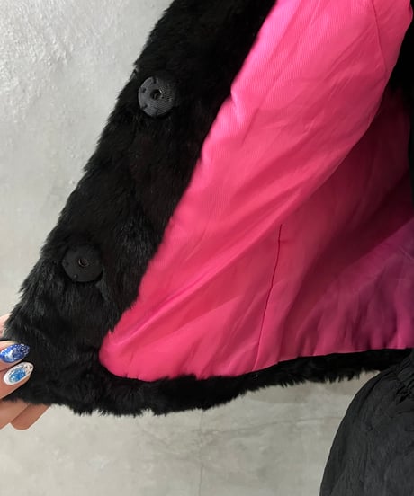 French Sleeve Fake Fur Vest BK