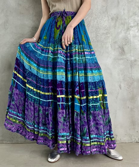Embroidery Pattern Design Tiered Skirt PURBL