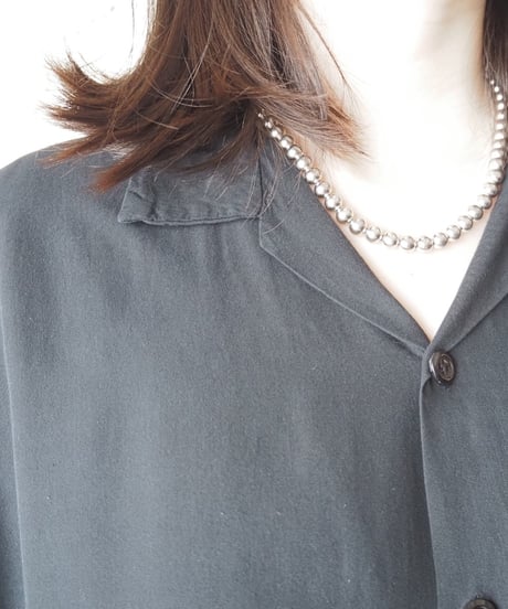 Open Collar Short Sleeve Rayon Shirt BK