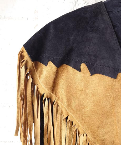 Bicolor Fringe Leather Cape CMBK