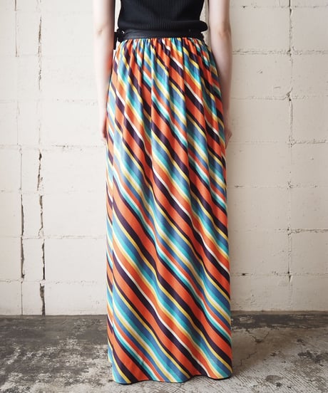 Reversible Stripe Wrap Skirt BKOR