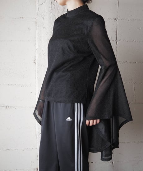 Angel Sleeve Sheer Tops BKSV