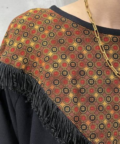 Fringe Design Dolman Sleeve Blouse BKBL