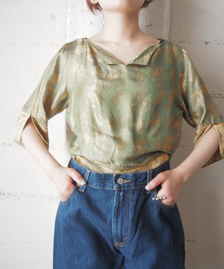 China Pattern Middlesleeve Blouse GNGD