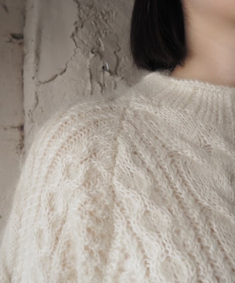 Mohair Mix Cable Sweater WH