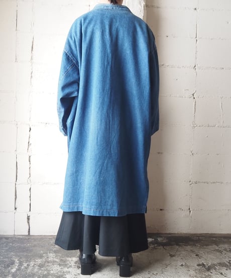 Hand Made Stand Collar Denim Coat BL