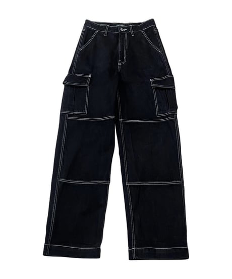 White Stitch Denim Pants BK
