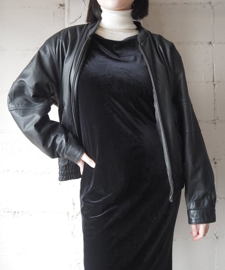 ROUNDTREE&YORKE Double Collar Leather Jacket BK