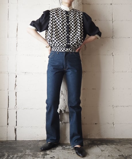 Checker Flag Pattern Blouse BKWH