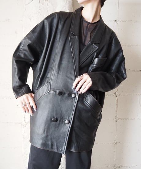 Double Breasted Leather Tailored Jacket BK