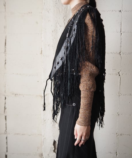 Fringe Leather Vest BK