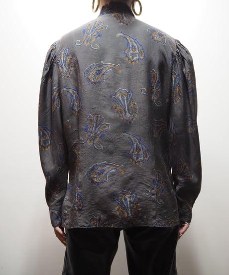 Shirring Collar Paisley Blouse KAGR