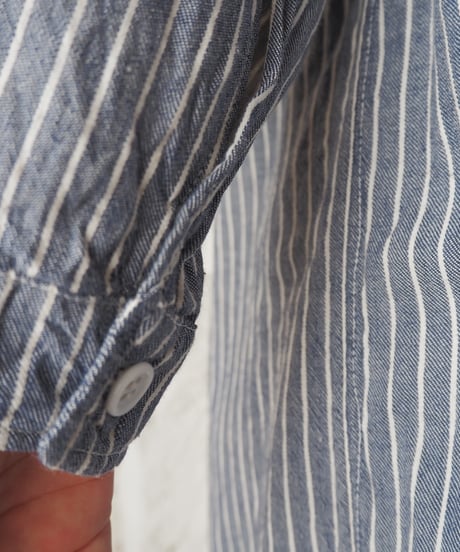 1960's Euro Striped Grandpa Shirt BLWH