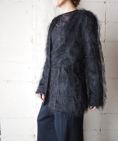 Shaggy×Lame Collarless Jacket