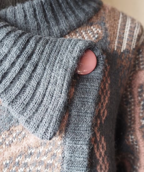Design Neck Pattern Cardigan GRPI