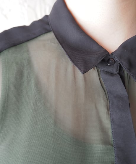 Bicolor Sheer Shirt GNBK