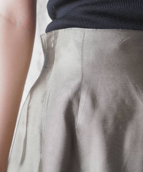 Drawstring Satin Flared Skirt KA