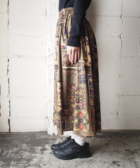 Pattern Flared Skirt BRBK