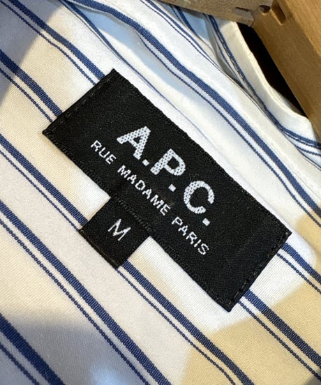A.P.C. Striped Band Collar Shirt WHBL