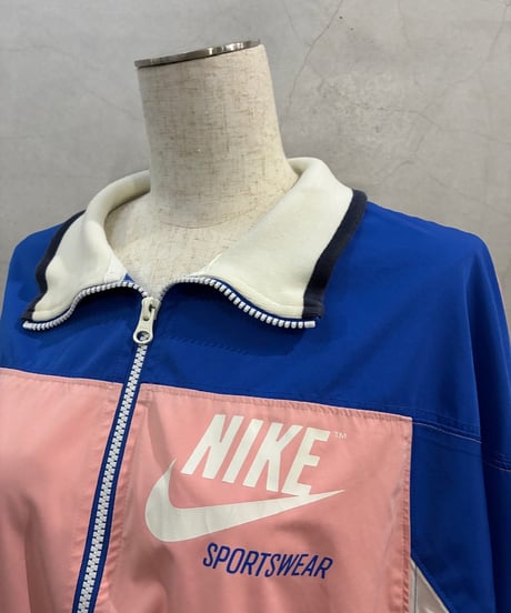 NIKE Tricolor Stand Collar Cropped Jacket BLPIWH
