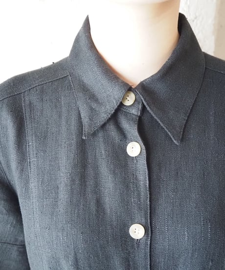 Front  Button S/S Linen Dress