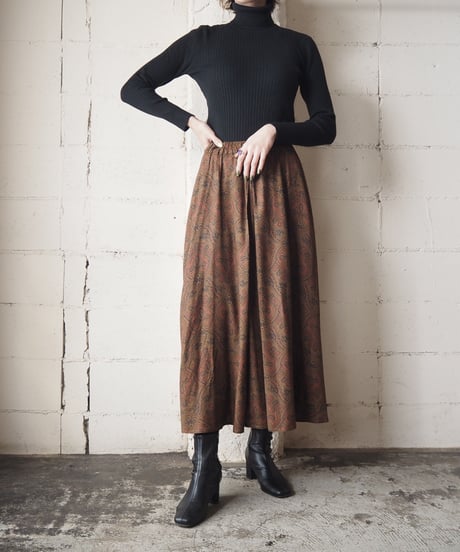 Paisley Pattern Tuck Easy Skirt BR