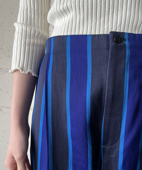 Stripe Tuck Wide Pants BLBK