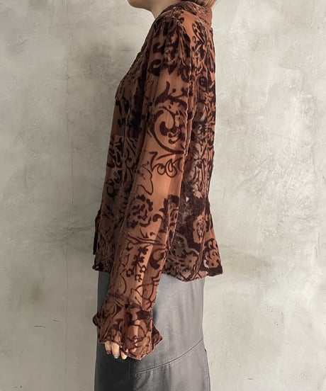 Botanical Pattern Opal Velour Blouse BR