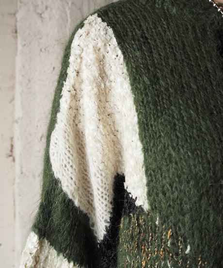 Mohair Mix Panel Patturn Knit KABKWH