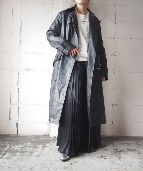 Leather Trench Coat BK