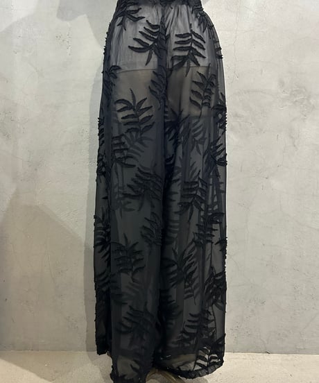 Botanical Pattern Sheer Easy Pants BK