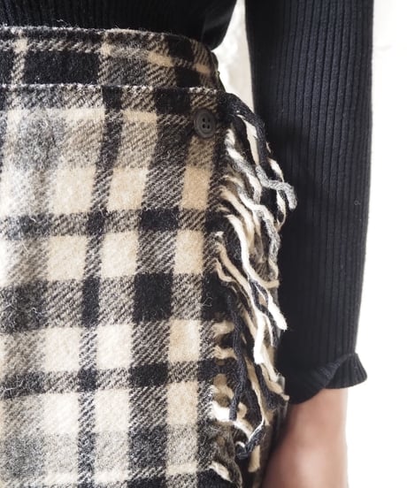 Check Pattern Wrap Tight Skirt BKWH