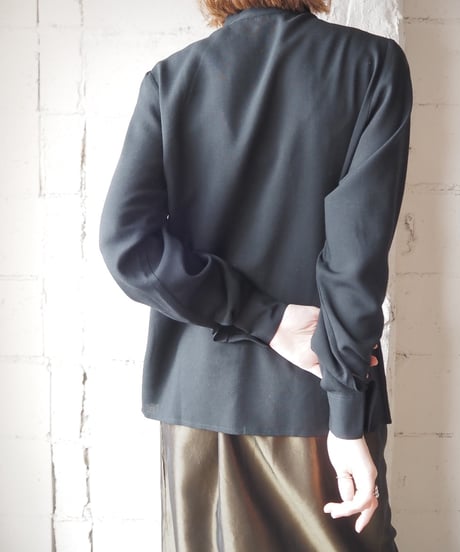 Stand Collar Wool Shirt BK