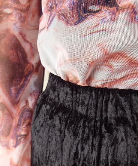 Zigzag Hem Velour Easy Skirt BK