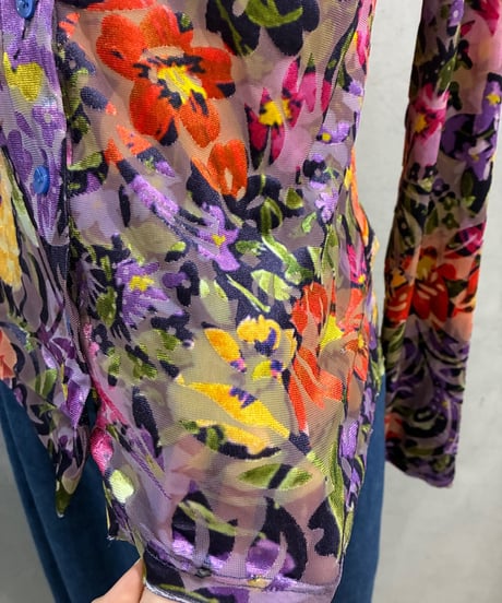 Desigual  Opal Velour Flower Pattern Shirt PURGN