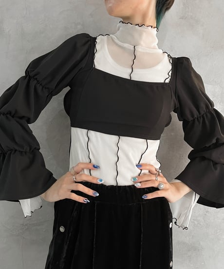 Puff Sleeve Short Tops BK