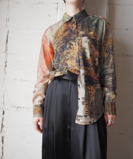 Desigual Rotated Landscape Print Shirt OR GN BR