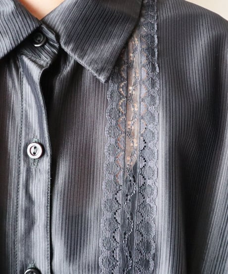 1960's Shadow Stripe Lace Shirt BK